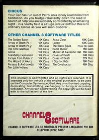 Circus (Channel 8 Software) - Box - Back Image