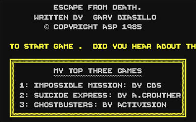 Escape from Death - Screenshot - Game Title Image