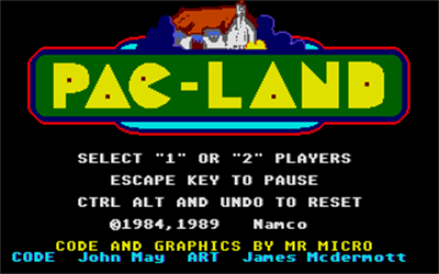 Pac-Land - Screenshot - Game Select Image