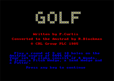 Handicap Golf (CRL) - Screenshot - Game Title Image