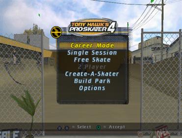 Tony Hawk's Pro Skater 4 - Screenshot - Game Select Image