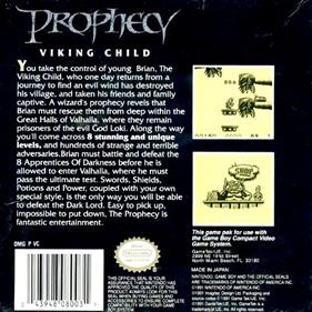 Prophecy: The Viking Child - Box - Back Image