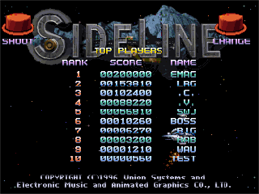 SideLine - Screenshot - High Scores Image