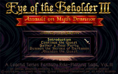 Eye of The Beholder III: Assault on Myth Drannor - Screenshot - Game Select Image