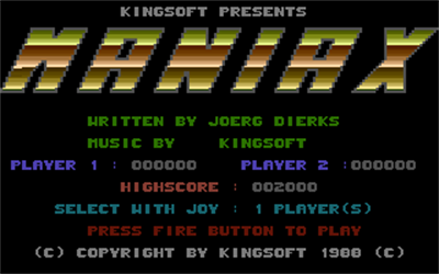 Maniax - Screenshot - Game Title Image