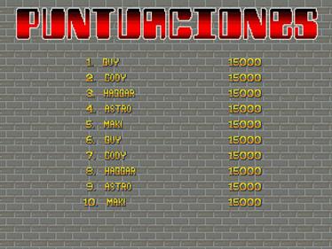 Final Fight Apocalypse: 2nd Edition [Remix Edition] - Screenshot - High Scores Image