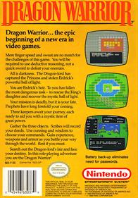 Dragon Warrior - Box - Back Image