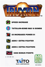 Truxton - Arcade - Controls Information Image