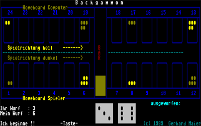 Backgammon 128  - Screenshot - Gameplay Image