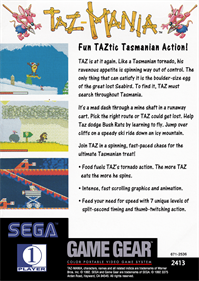 Taz-Mania - Box - Back Image