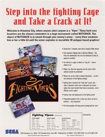 Fighting Vipers - Advertisement Flyer - Back