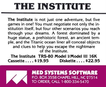 The Institute - Advertisement Flyer - Front Image