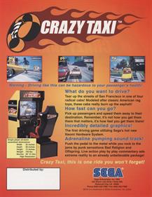 Crazy Taxi - Advertisement Flyer - Back Image