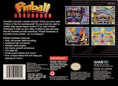 Pinball Fantasies - Box - Back Image