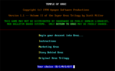 Temple of Kroz - Screenshot - Game Title Image