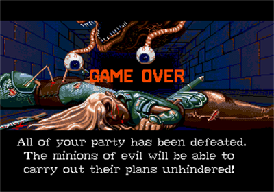 Advanced Dungeons & Dragons: Eye of the Beholder - Screenshot - Game Over Image