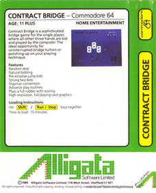 Contract Bridge (Alligata Software) - Box - Back Image