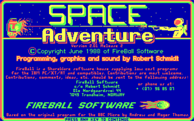 Space Adventure (1988) - Screenshot - Game Title Image