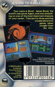 A View to a Kill: The Computer Game - Box - Back Image