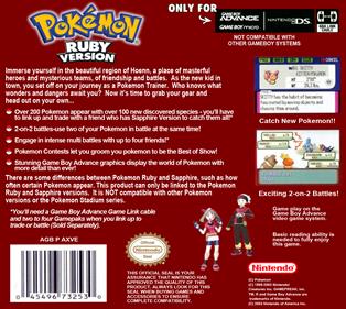 Pokémon Ruby Version - Box - Back - Reconstructed Image