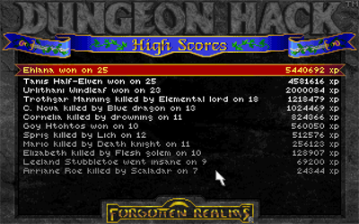 Dungeon Hack - Screenshot - High Scores