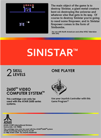 Sinistar - Fanart - Box - Back
