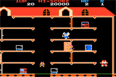 Famicom Mini: Mappy - Screenshot - Gameplay Image