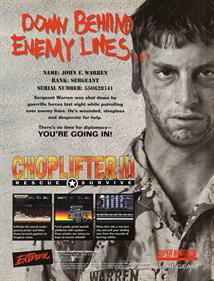 Choplifter III - Advertisement Flyer - Front Image