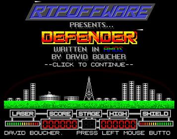 Defender(David Boucher) - Screenshot - Game Title Image