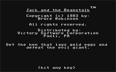 Jack and the Beanstalk (Victory Software) - Screenshot - Game Title Image