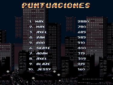 Streets of Rage: Legacy - Screenshot - High Scores Image