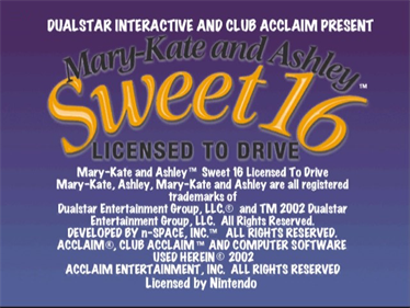 Mary-Kate and Ashley: Sweet 16: Licensed To Drive - Screenshot - Game Title Image