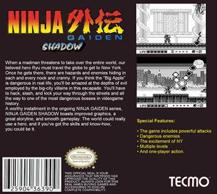 Ninja Gaiden Shadow - Box - Back - Reconstructed Image