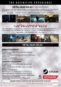 METAL GEAR SOLID V: The Definitive Experience: Ground Zeroes + The Phantom Pain - Fanart - Box - Back Image