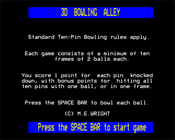 3D Bowling Alley - Screenshot - Game Title Image