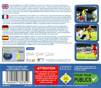 Sega Worldwide Soccer 2000 Euro Edition - Box - Back Image