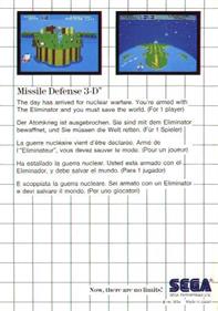 Missile Defense 3-D - Box - Back Image