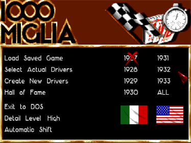 1000 Miglia Volume I: 1927 to 1933 - Screenshot - Game Select Image