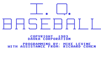 I.Q. Baseball - Screenshot - Game Title Image