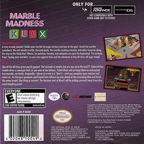Marble Madness / Klax - Box - Back Image