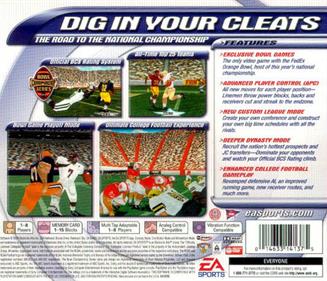 NCAA Football 2001 - Box - Back Image