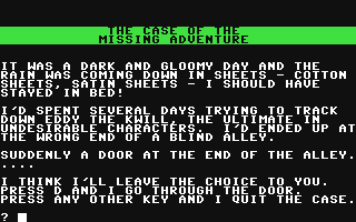 The Case of the Missing Adventure