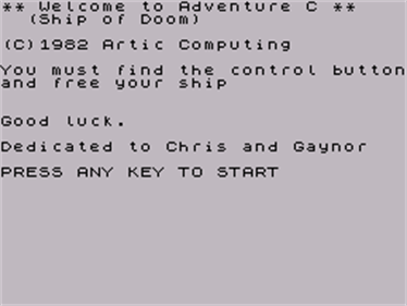 Adventure C: Ship of Doom - Screenshot - Game Title Image