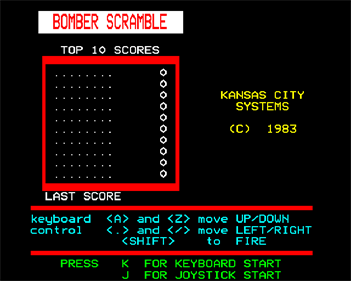 Bomber Scramble - Screenshot - High Scores Image