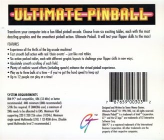 Ultimate Pinball - Box - Back Image