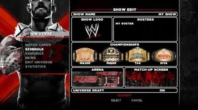 WWE '13 - Screenshot - Game Select Image