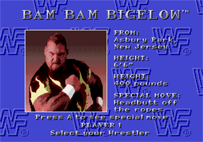 WWF Rage in the Cage - Screenshot - Game Select Image