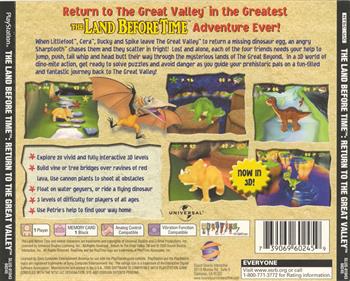 The Land Before Time: Return to the Great Valley - Box - Back Image