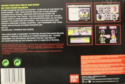 Power Rangers Zeo: Battle Racers - Box - Back Image