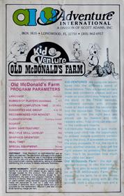 Kid-Venture 3: Old McDonald's Farm  - Box - Back Image